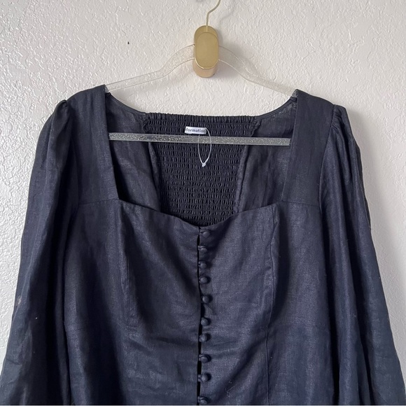 NEW Reformation MICAH CROPPED SMOCKED LINEN TOP size 16 - Picture 11 of 11